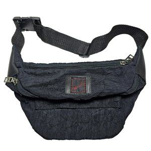 MONDO Fanny Pack Vintage Retro Belt Bag Nylon Adjustable 3-Compartment Black EUC